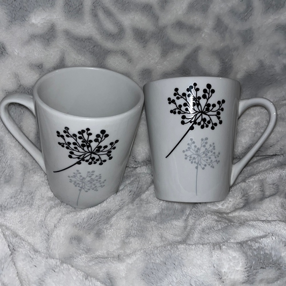 Set of two white with grey Gibson Home mugs Netherwoood whiteware collection